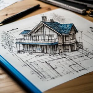 architecture drawing with house
