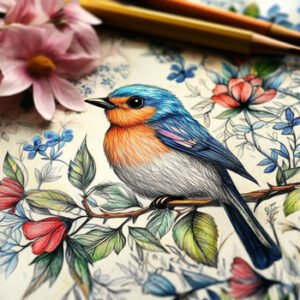 coloring book showing bird