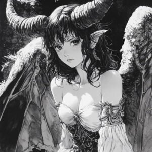Fantasy manga picture of girl with horns