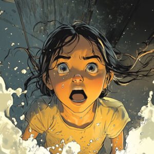 comic picture of girl being in shock