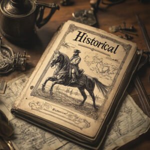 old historical book showing a man on his horse