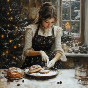 woman baking on christmas