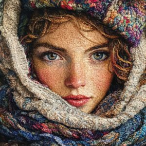 knitted picture of girl