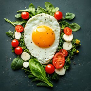 low carb meal of eggs and veggies