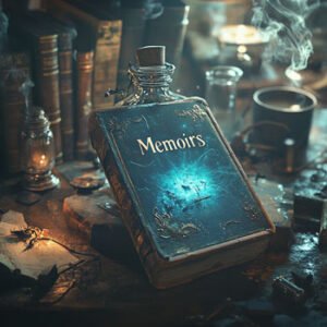 Colorful Memoirs Book on table with other Books