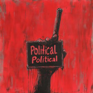 hand holding a sign that says political