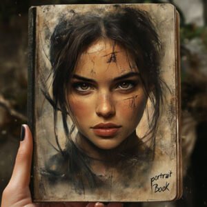 Portrait of a young beautiful woman on book 