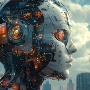 robot head with open electronics showing