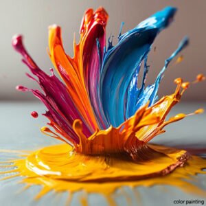 different colored paints splashing on ground