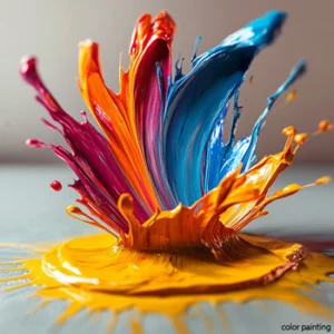 different colored paints splashing on ground