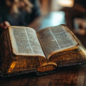 illustration of bible with golden edges