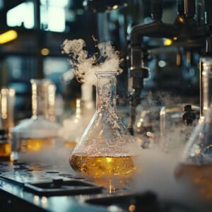 chemical reacting in conical flask