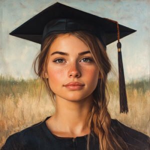 female student with mortarboard