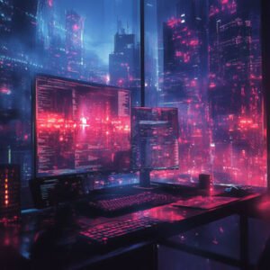 futuristic matrix style computer science background