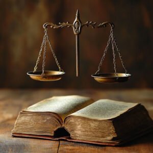 law book with scales of justice
