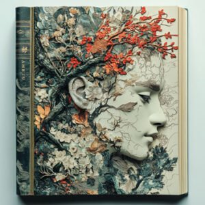 special design book cover with face and ornaments