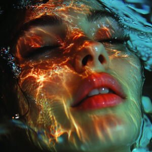 beautiful woman relaxing in water