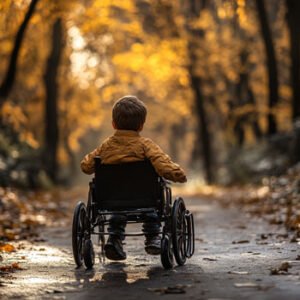 kid with diability in wheelchair