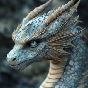 young green dragon with horns