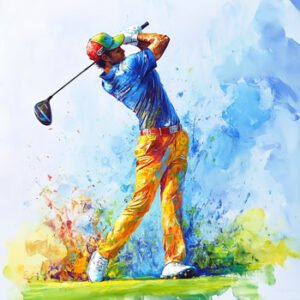 golf player swinging club