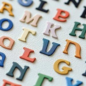 different letters on white background