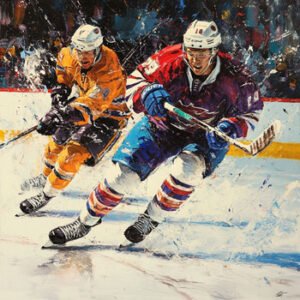 hockey players racing on ice