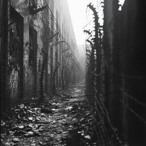 abandoned area with fence and barbwire