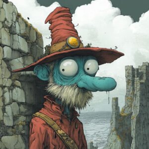 weird blue fun comic character
