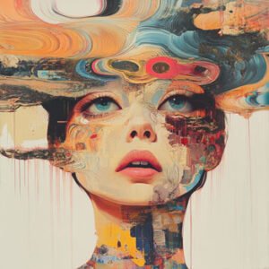 artistic image of woman partially dissolving