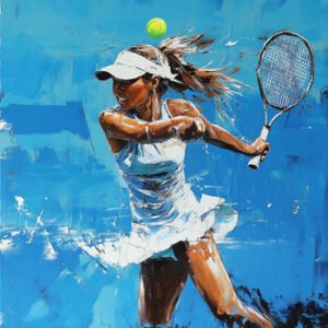 female tennis player swinging at ball