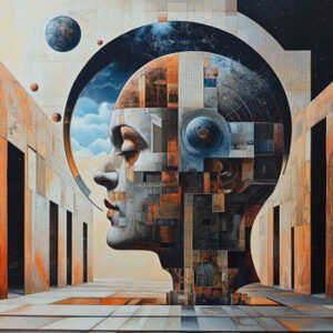 Illustration of artistic futuristic face