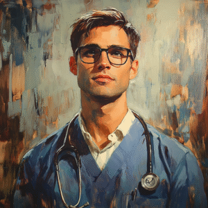 artistic image of young doctor with stethoscope