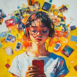 girl on mobile internet and social media