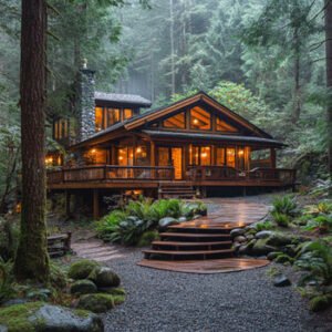 beautiful lodge in forest 