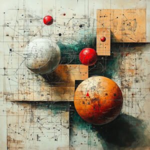 mathematical architectural drawing of planets