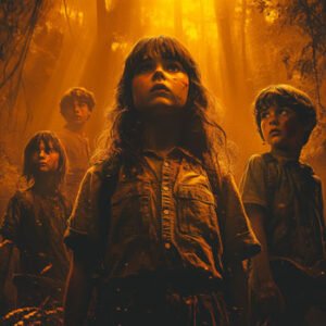 movie scene with children in forest