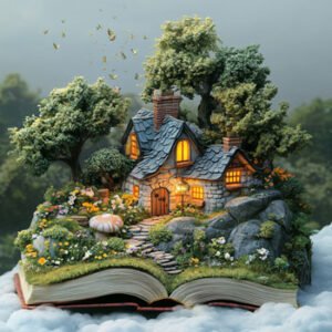 book with picture coming out of it