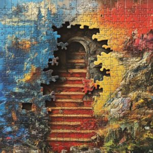 puzzle with parts missing, leading to secret door