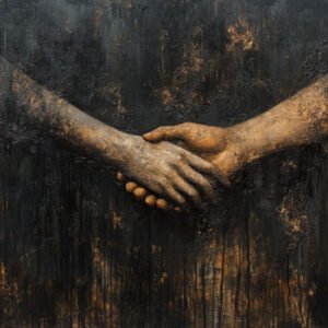 female hand shaking male hand