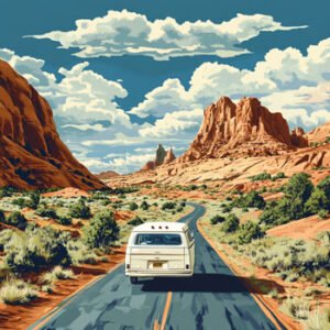car driving on road in outback