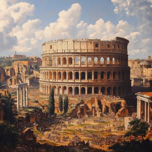 area of the past in rome showing the colosseum