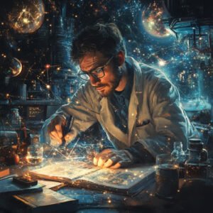 scientist analyzing data in his lab
