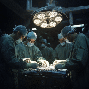 surgeons checking their tools on table in hospital