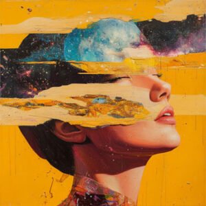 piece of art portrait of woman and space