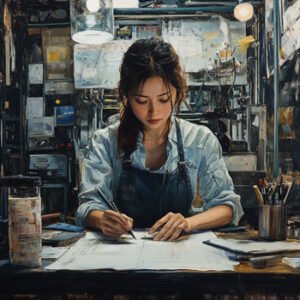 female student doing a vocational test